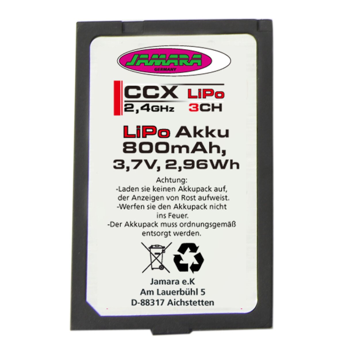 Akku CCX-Lipo 3,7V 800mAh 2,96Wh