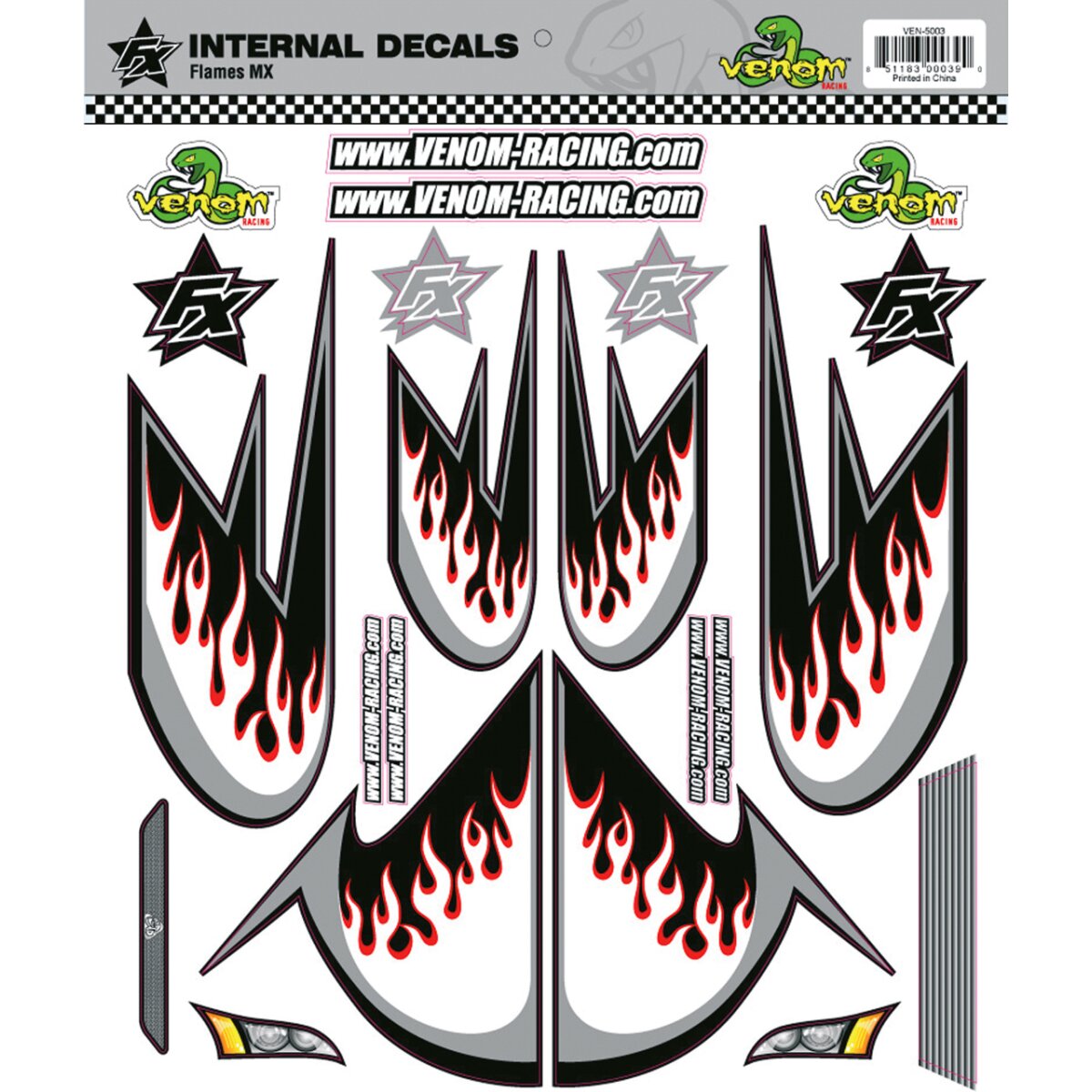 Aufkleber HOT ROD FLAMES schwarz Venom Racing Internal Graphics 