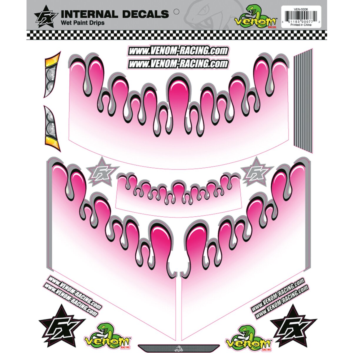 Aufkleber WET PAINT DROPS pink Venom Racing Internal Graphics  